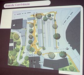 Arte com imagem aérea do Campus do Valonguinho