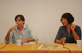 O jornalista Mauro Ventura e a diretora do Instituto de Letras